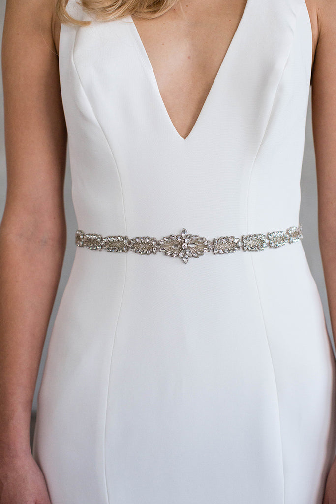 Brides & Hairpins Women\'s Bridal Crystal Aster Belt Curled petals and crystals bridal sash - Style #2515 main image 4
