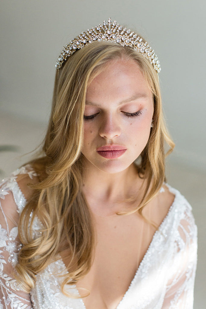 Brides and Hairpins HESSA Crown Golden Goddess Floral Hairpins Pearl Embellished Bridal  main image 2