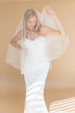 AXELLE FINGERTIP VEIL WITH BLUSHER EDGED WITH CRYSTALS AND PEARLS