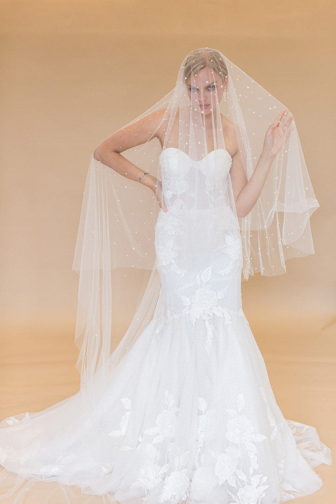 DEWBERRY | chapel veil with crystals or pearls