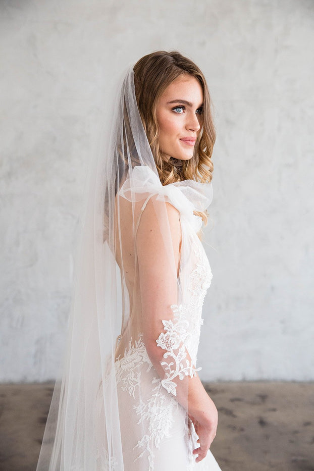 CADENCE CHAPEL VEIL - WITH SCATTERED LACE EDGE