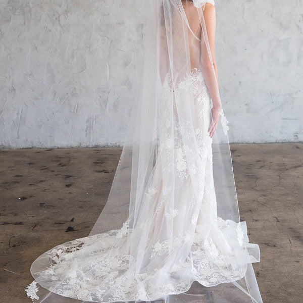 CHANE CHAPEL VEIL - WITH SCATTERED LACE EDGE