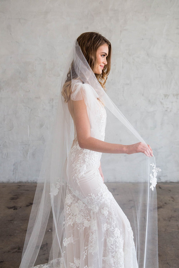 CLARICE CATHEDRAL VEIL - SCATTERED LACE EDGE