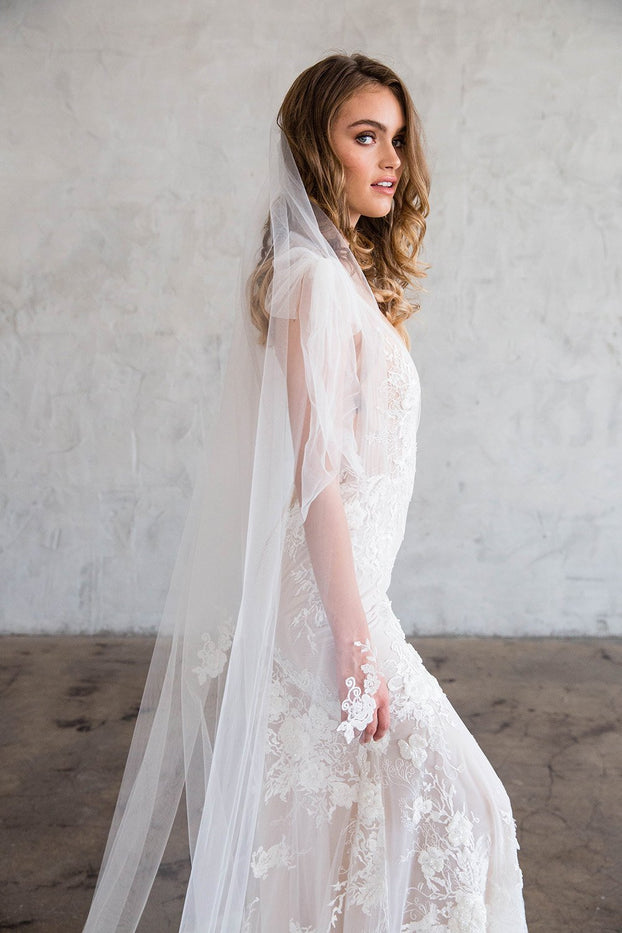 CLARICE CATHEDRAL VEIL - SCATTERED LACE EDGE
