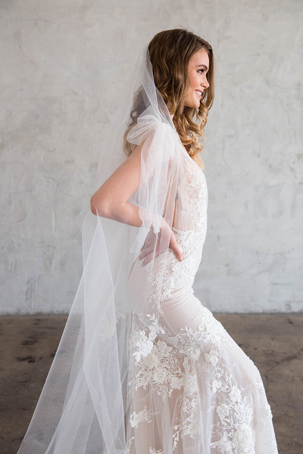 CLARICE CATHEDRAL VEIL - SCATTERED LACE EDGE