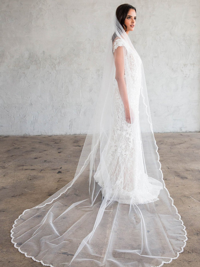 CYRILLE CATHEDRAL VEIL - SCALLOPED LACE 20 CYRILLE CATHEDRAL VEIL - SCALLOPED LACE 20