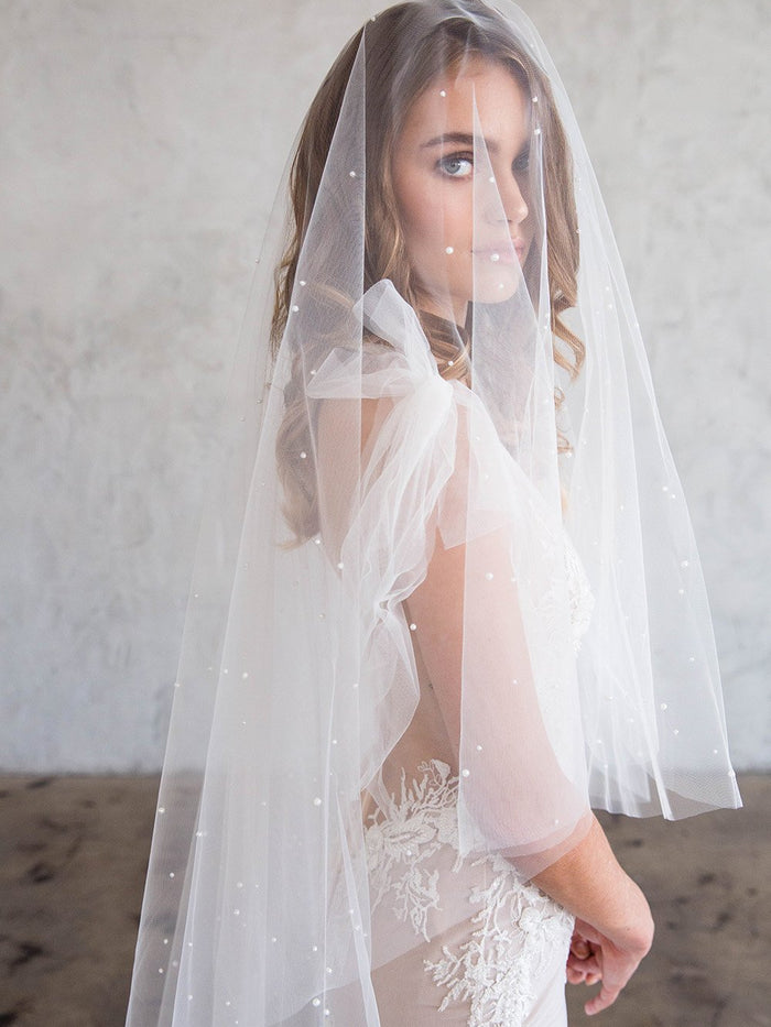 DARCY CHAPEL VEIL WITH BLUSHER & SCATTERED PEARLS DARCY CHAPEL VEIL WITH BLUSHER & SCATTERED PEARLS
