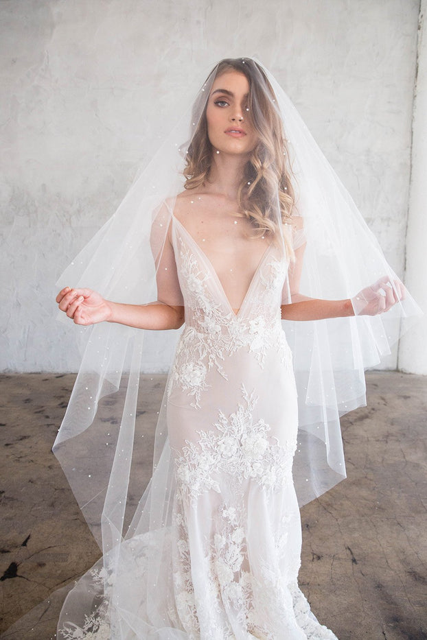 DARCY CHAPEL VEIL WITH BLUSHER & SCATTERED PEARLS