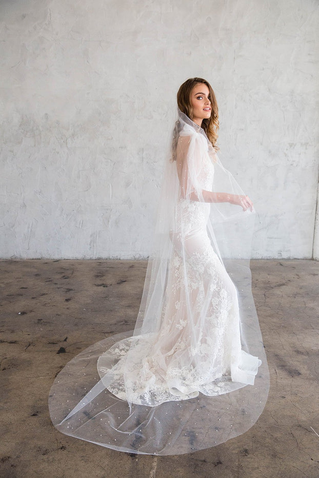 DARCY CHAPEL VEIL WITH BLUSHER & SCATTERED PEARLS