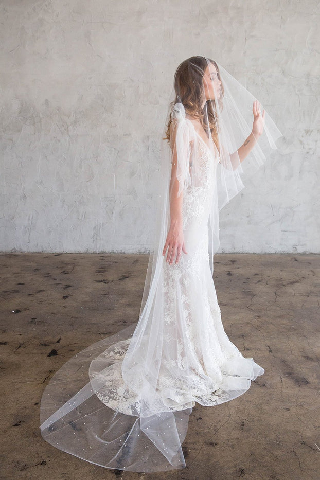 DARCY CHAPEL VEIL WITH BLUSHER & SCATTERED PEARLS
