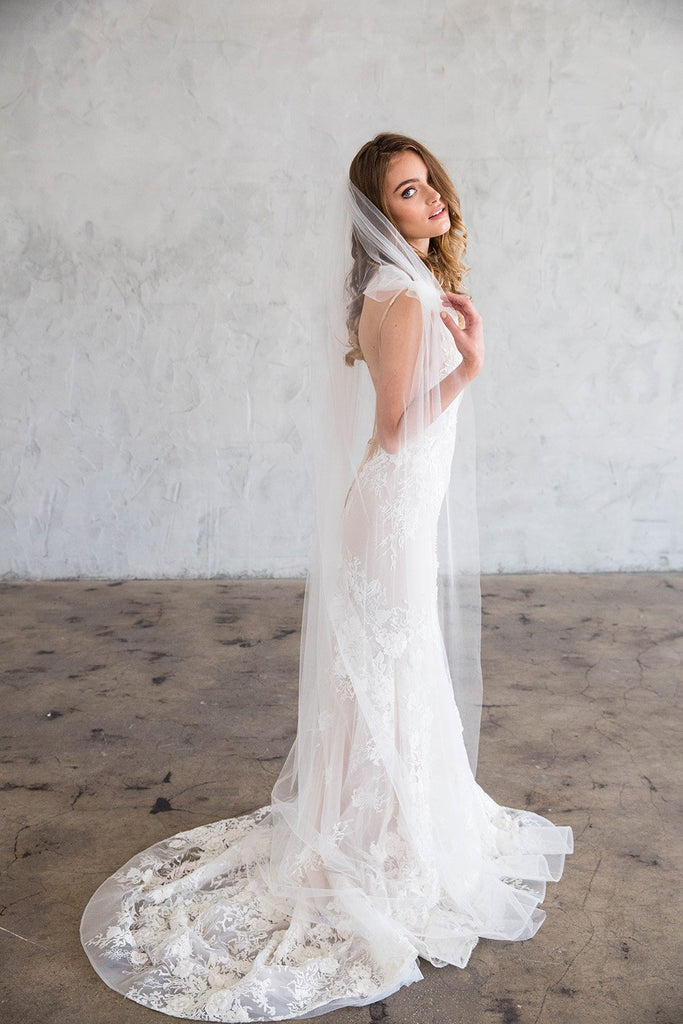 Brides & Hairpins Jager long bow veil JAGGER LONG PLAIN BOW – Brides & Hairpins main image 4