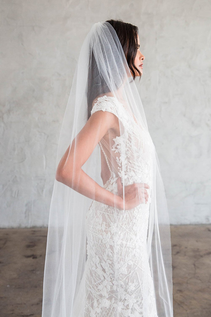 90 Inches Ivory Wedding Veil Chapel Length Cut Edge Veils – BestWeddingVeil