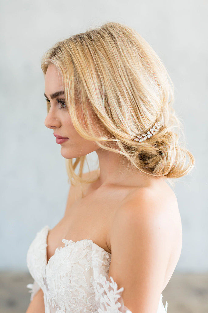 Brides & Hairpins Amber comb, bridal hair comb USA Mini Hair Comb made with Swarovski Crystal Bridal  main image 3
