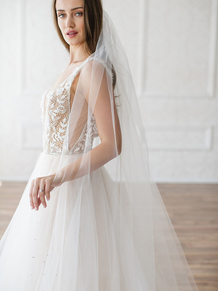 LUELLA CATHEDRAL VEIL - WITH CRYSTAL & PEARL EDGING LUELLA CATHEDRAL VEIL - WITH CRYSTAL & PEARL EDGING