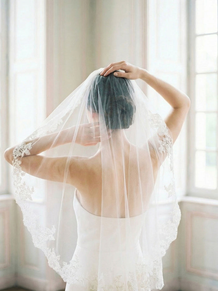 ELETA FINGERTIP & CATHEDRAL VEIL - LACE EDGE 16