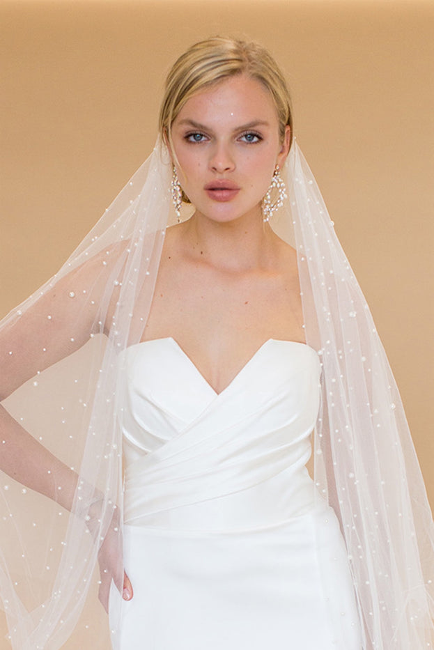 SOPHIA CHAPEL VEIL - WITH DENSE SCATTERED PEARLS THROUGHOUT