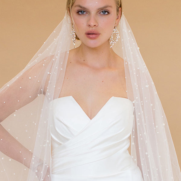 SOPHIA CHAPEL VEIL - WITH DENSE SCATTERED PEARLS THROUGHOUT