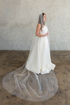 LUELLA CATHEDRAL VEIL - WITH CRYSTAL & PEARL EDGING