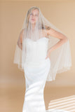 AXELLE FINGERTIP VEIL WITH BLUSHER EDGED WITH CRYSTALS AND PEARLS