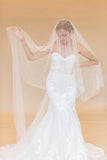 BAYLIN CHAPEL VEIL WITH BLUSHER & CASCADING RAINDROP PEARLS