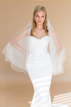 OONA FINGERTIP VEIL WITH BLUSHER & CASCADING RAINDROP PEARLS & CRYSTALS