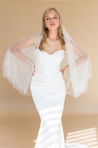 OONA FINGERTIP VEIL WITH BLUSHER & CASCADING RAINDROP PEARLS & CRYSTALS