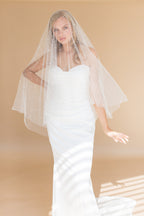 OONA FINGERTIP VEIL WITH BLUSHER & CASCADING RAINDROP PEARLS & CRYSTALS
