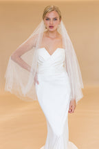 LULEE FINGERTIP VEIL WITH BLUSHER & CASCADING RAINDROP PEARLS