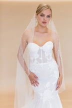 NOVALIE CHAPEL VEIL WITH CASCADING RAINDROP PEARLS & CRYSTALS