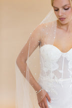 NOVALIE CHAPEL VEIL WITH CASCADING RAINDROP PEARLS & CRYSTALS