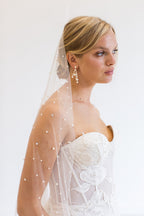 NOVALIE CHAPEL VEIL WITH CASCADING RAINDROP PEARLS & CRYSTALS