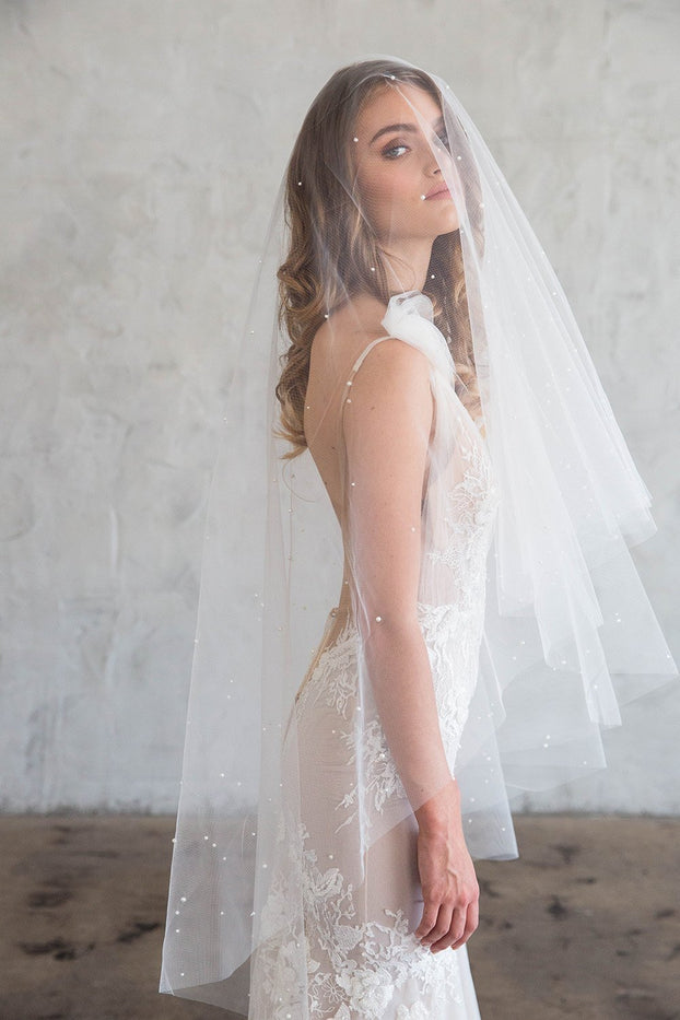Brides & Hairpins Evony Chapel Veil - with Scattered Pearls Retail
