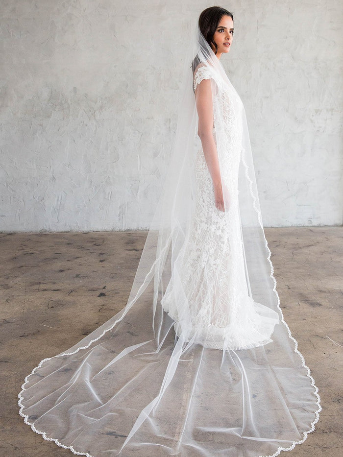 Lace Cathedral Veil, Ivory Veil, Cathedral Bridal Veil, Cathedral Wedding  Veil Chapel Length Veil Ivory Cathedral Veil Single Layer Veil 
