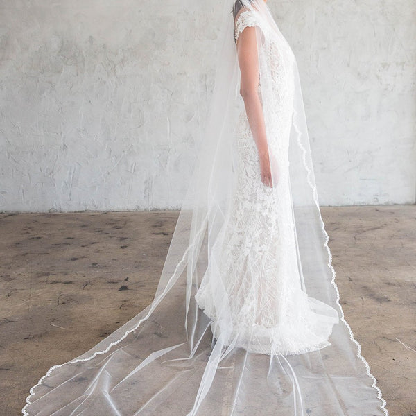 CYRILLE CATHEDRAL VEIL - SCALLOPED LACE 20