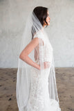 CYRILLE CATHEDRAL VEIL - SCALLOPED LACE 20" FROM COMB