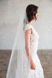 CYRILLE CATHEDRAL VEIL - SCALLOPED LACE 20" FROM COMB