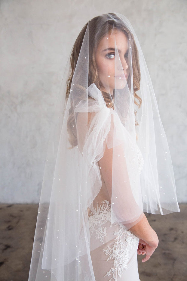 Ruth - Wedding Pearl Cape Veil - Cathedral Length
