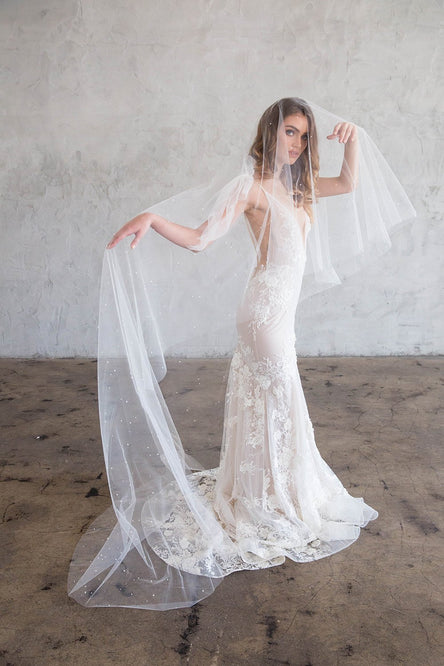 DARCY CHAPEL VEIL WITH BLUSHER & SCATTERED PEARLS