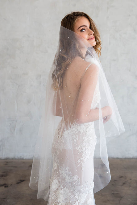 Brides & Hairpins Alora Cathedral Veil with Scattered Pearls Wholesale