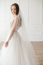 LUELLA CATHEDRAL VEIL - WITH CRYSTAL & PEARL EDGING